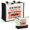 Cabas femme sac plage ou shopping tote bag pochette trousse Idée cadeau original pour anniversaire Noël travail départ retraite collègue famille fete des mères maman mamie