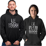 Sweat à capuche Couple | Le Boss - Le Vrai Boss - Planetee