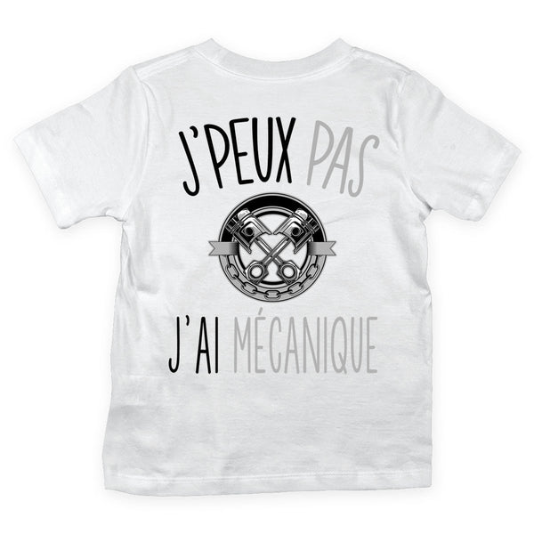T-shirt Enfant J'peux pas j'ai mecanique blanc - Planetee