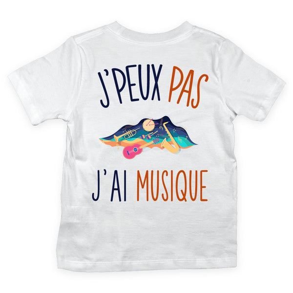 T-shirt Enfant J'peux pas j'ai musique blanc - Planetee