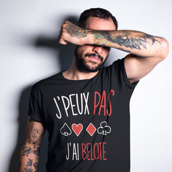 T-shirt homme J'peux pas j'ai belote - Planetee