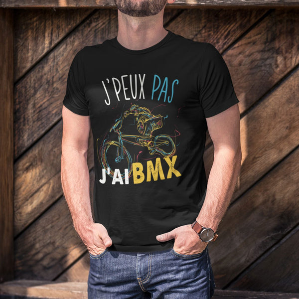 T-shirt homme J'peux pas J'ai Bmx noir - Planetee