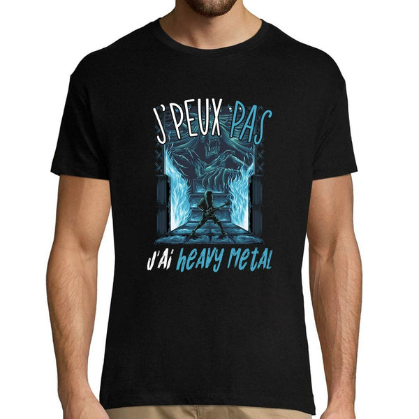 T-shirt homme J'peux pas J'ai Heavy Metal noir - Planetee