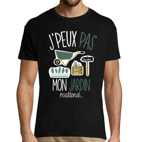 T-shirt homme J'peux pas mon jardin m'attend - Planetee