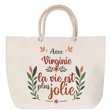 Sac Fête des Mères Mamie Famille Idée Cadeau anniversaire Noël Travail Boulot Métier Départ Retraite Collègue Femme cabas shopping plage