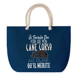 Sac de plage Bleu anse corde Cane Corso Travailler Dur pour mon Chien