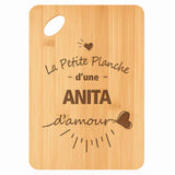 Planche bambou gravée personnalisée femme idée cadeau Fête des Mères apéro 30×20 prénom cuisine plateau fromage anniversaire noel maman mamie