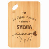 Planche bambou gravée personnalisée femme idée cadeau Fête des Mères apéro 30×20 prénom cuisine plateau fromage anniversaire noel maman mamie