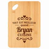 Planche bambou gravée personnalisée homme idée cadeau Fête des Pères apéro 30×20 prénom cuisine plateau fromage anniversaire noel papa papi 