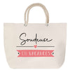 Sac Fête des Mères Mamie Famille Idée Cadeau anniversaire Noël Travail Boulot Métier Départ Retraite Collègue Femme cabas shopping plage