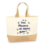 Sac Jute Fête des Mères Fêtes des Pères Mamie Papi Famille Idée Cadeau anniversaire Noël Travail Boulot Métier Départ Retraite Collègue Femme Homme