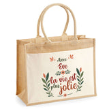 Sac Fête des Mères Mamie Famille Idée Cadeau anniversaire Noël Travail Boulot Métier Départ Retraite Collègue Femme cabas shopping plage