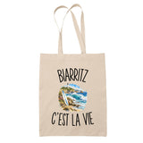 Tote Bag Beige Biarritz c’est la vie