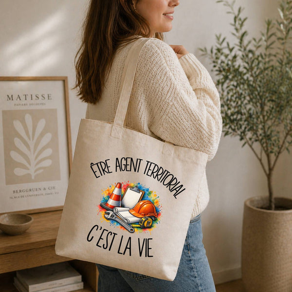 Tote Bag Beige Être agent territorial c'est la vie