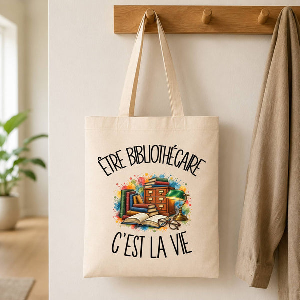 Tote Bag Beige Être bibliothécaire c'est la vie