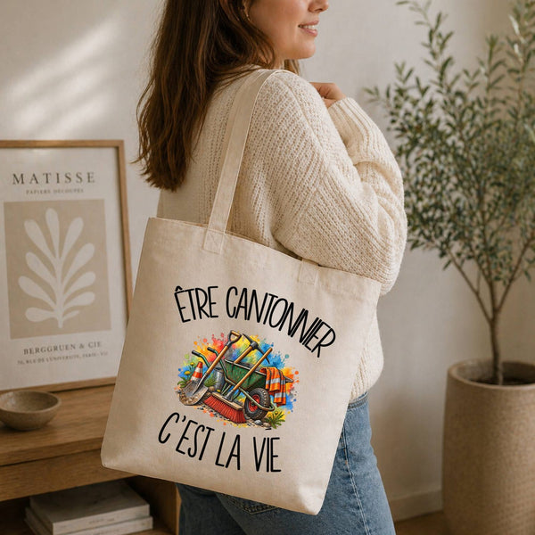 Tote Bag Beige Être cantonnier c'est la vie