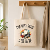 Tote Bag Beige Être coach sportif c'est la vie
