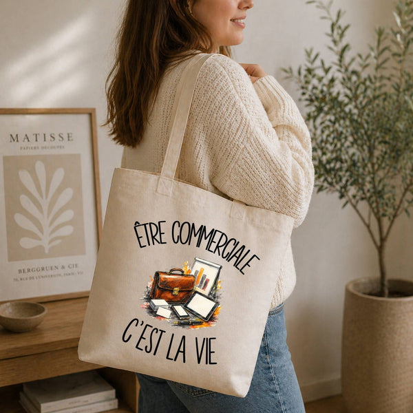 Tote Bag Beige Être commerciale c'est la vie