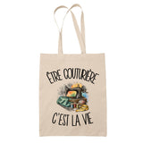 Tote Bag Beige Être couturière c'est la vie