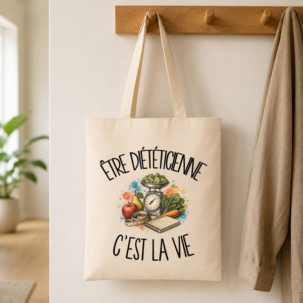 Tote Bag Beige Être diététicienne c'est la vie