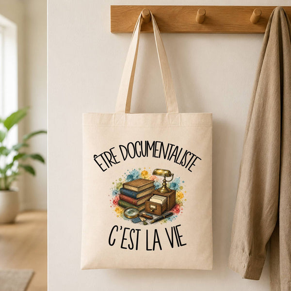 Tote Bag Beige Être documentaliste c'est la vie