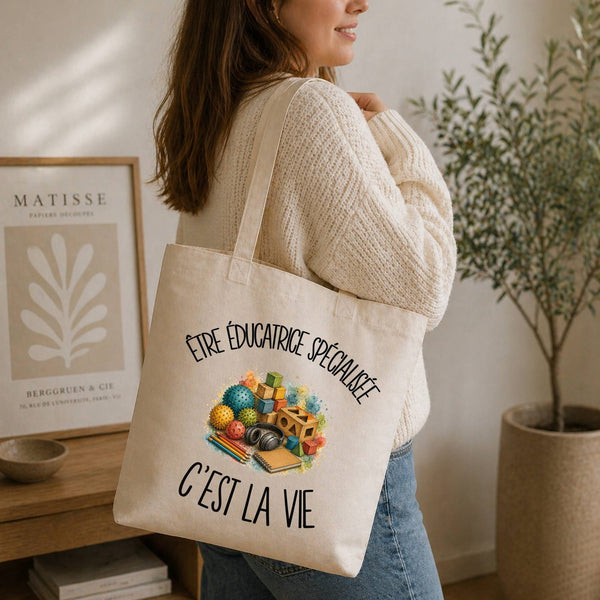 Tote Bag Beige Être éducatrice spécialisée c'est la vie