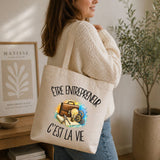 Tote Bag Beige Être entrepreneur c'est la vie