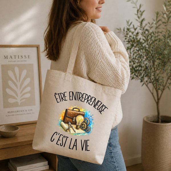 Tote Bag Beige Être entrepreneuse c'est la vie