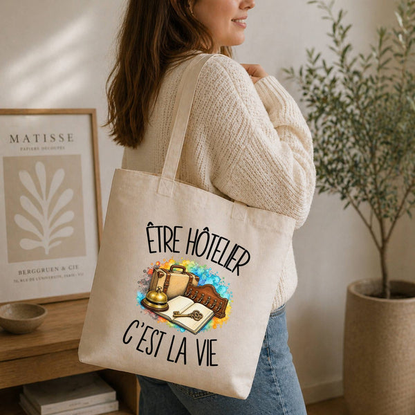 Tote Bag Beige Être hôtelier c'est la vie
