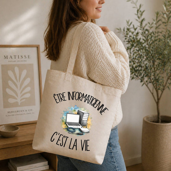 Tote Bag Beige Être informaticienne c'est la vie