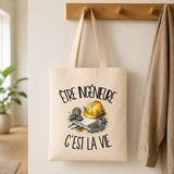 Tote Bag Beige Être ingénieure c'est la vie