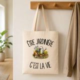 Tote Bag Beige Être jardinière c'est la vie