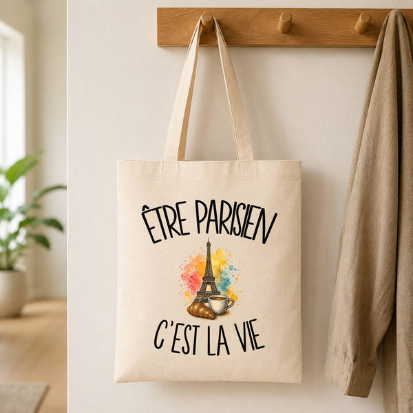 Tote Bag Beige Être parisien c'est la vie
