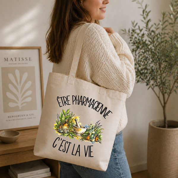 Tote Bag Beige Être pharmacienne c'est la vie