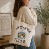 Tote Bag Beige Être prof de yoga c'est la vie