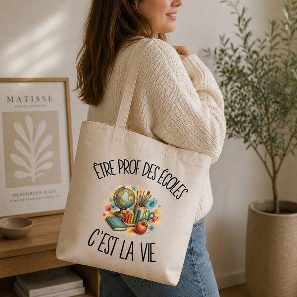 Tote Bag Beige Être prof des écoles c'est la vie
