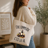 Tote Bag Beige Être sommelière c'est la vie