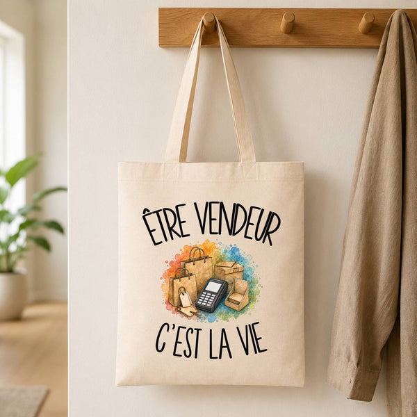 Tote Bag Beige Être vendeur c'est la vie