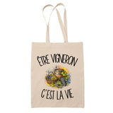 Tote Bag Beige Être vigneron c'est la vie