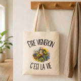 Tote Bag Beige Être vigneron c'est la vie