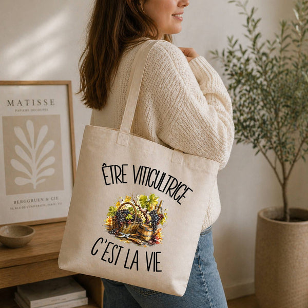 Tote Bag Beige Être viticultrice c'est la vie