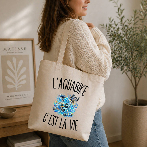 Tote Bag Beige L’Aquabike c’est la vie