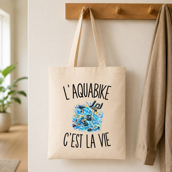Tote Bag Beige L’Aquabike c’est la vie