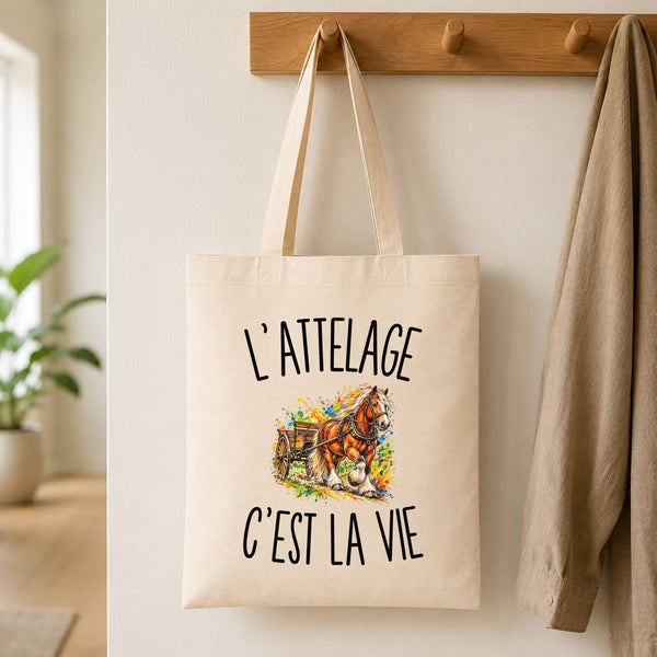 Tote Bag Beige L’Attelage c’est la vie