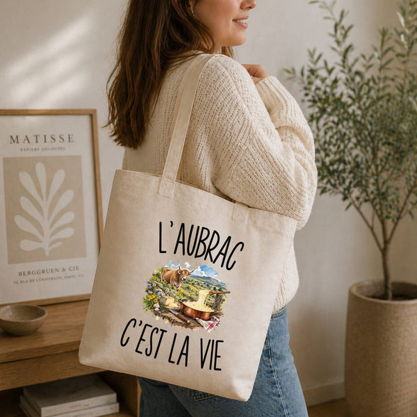 Tote Bag Beige L’Aubrac c’est la vie