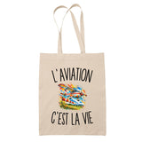 Tote Bag Beige L’Aviation c’est la vie