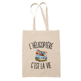 Tote Bag Beige L’Hélicoptère c’est la vie