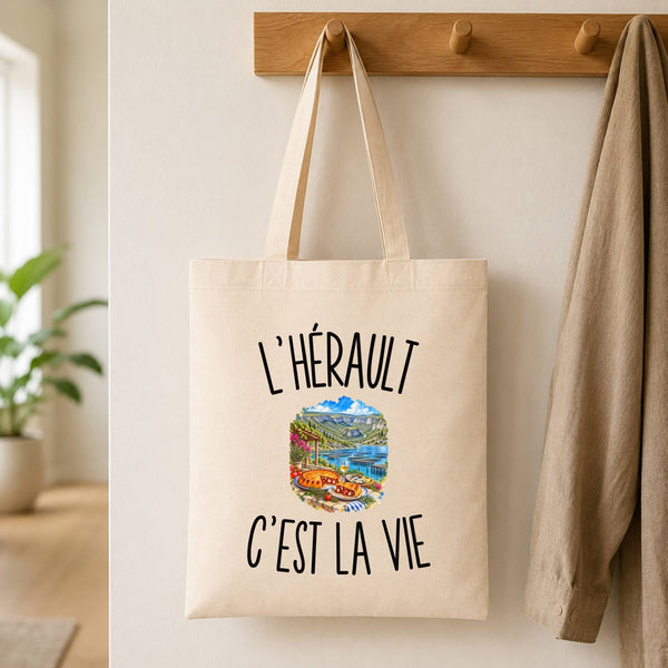 Tote Bag Beige L’Hérault c’est la vie