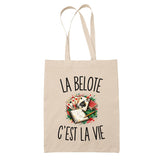 Tote Bag Beige La Belote c’est la vie