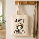 Tote Bag Beige La Belote c’est la vie